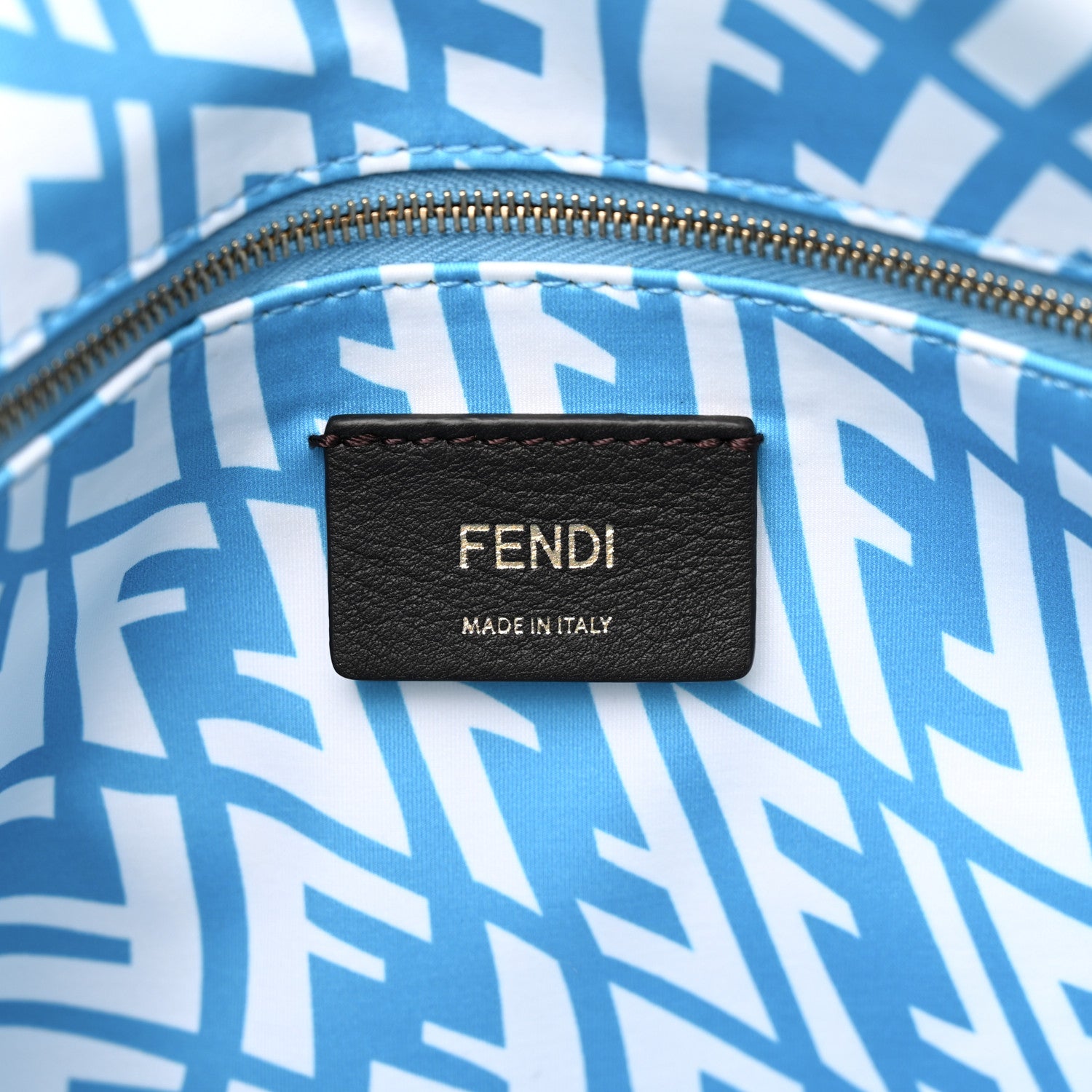 Fendi X SARAH COLEMAN Glazed Canvas Vitello King FF Vertigo Shopping Tote Bag Cyber Blue White 6 of 15