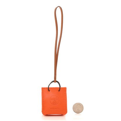 Hermes Milo Lambskin Swift Shopping Bag Charm Feu Gold 2 of 7
