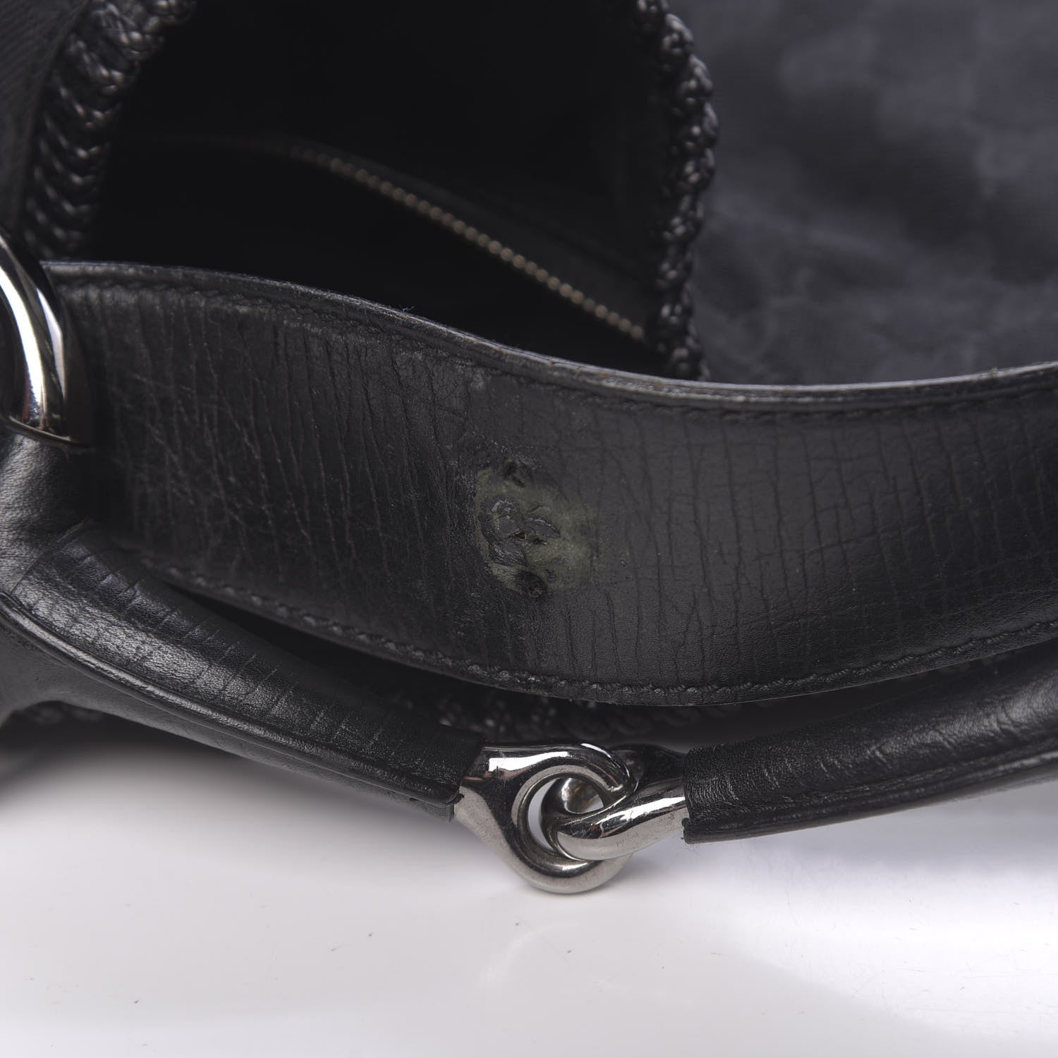 Gucci Monogram Large Horsebit Chain Hobo Black 9 of 12