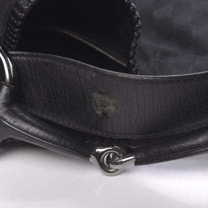 Gucci Monogram Large Horsebit Chain Hobo Black 9 of 12