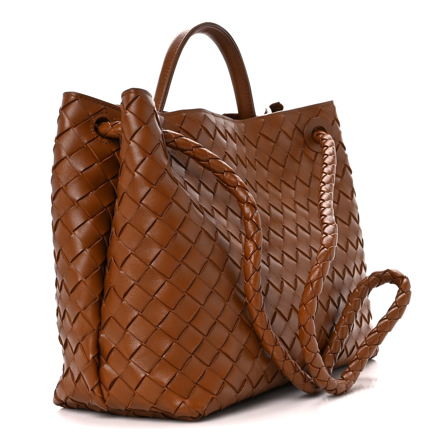 Nappa Intrecciato Medium Andiamo Shoulder Bag Cognac