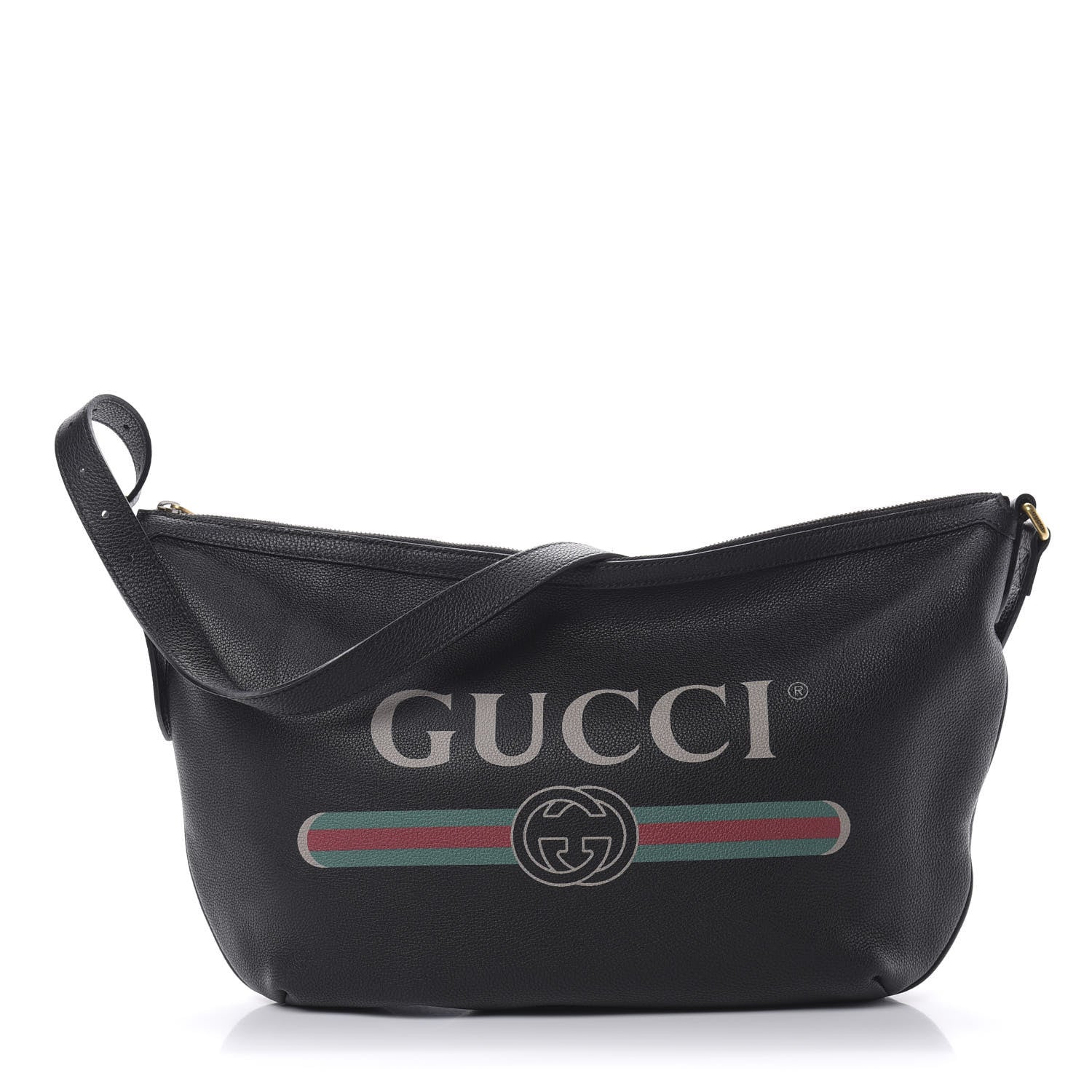 Gucci Grained Calfskin Logo Half Moon Hobo Black 1 of 10