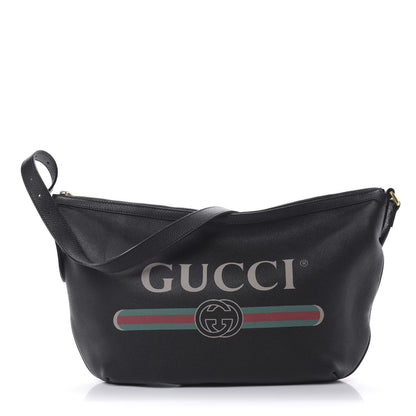 Gucci Grained Calfskin Logo Half Moon Hobo Black 1 of 10