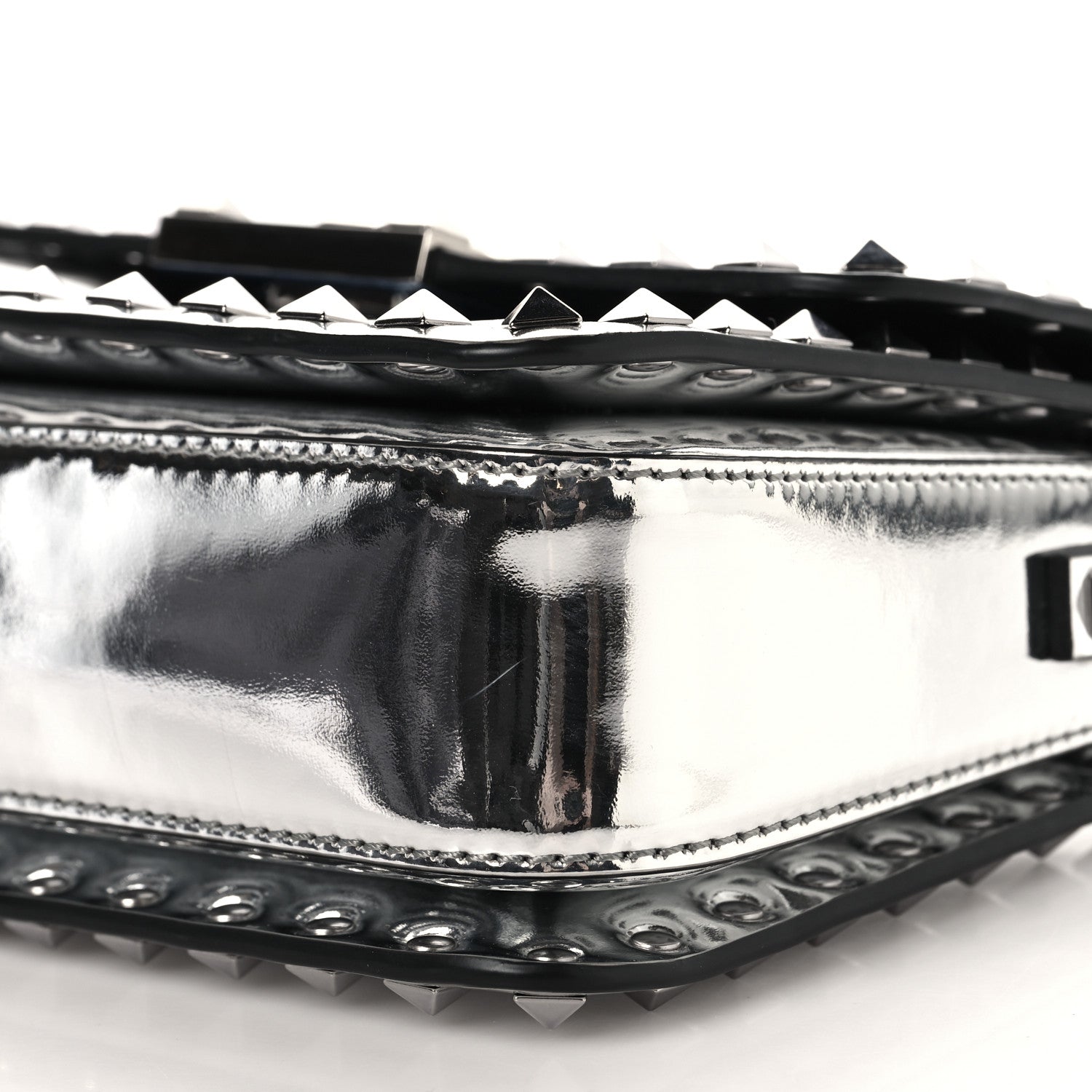 Valentino Garavani Mirror Calfskin Small Rockstud23 Shoulder Bag Silver 9 of 9