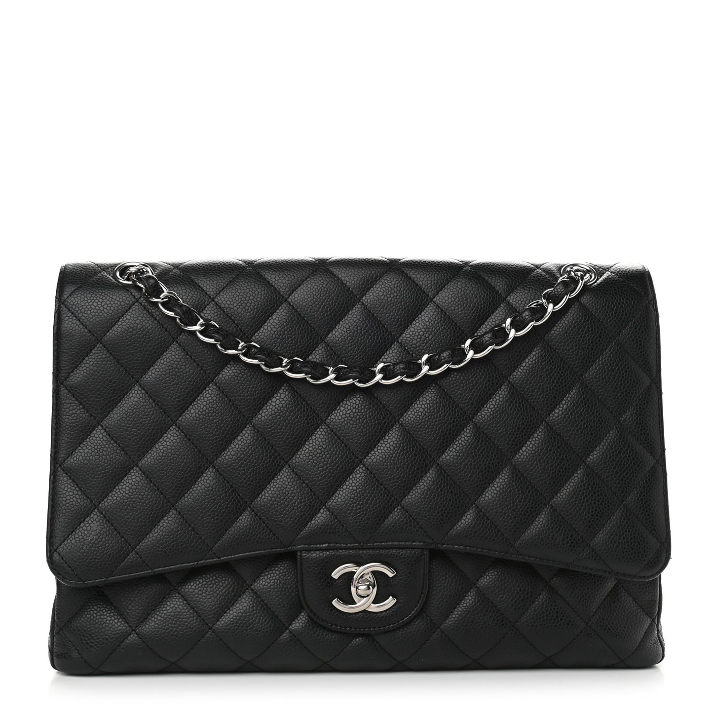 Caviar Quilted Maxi Double Flap Black