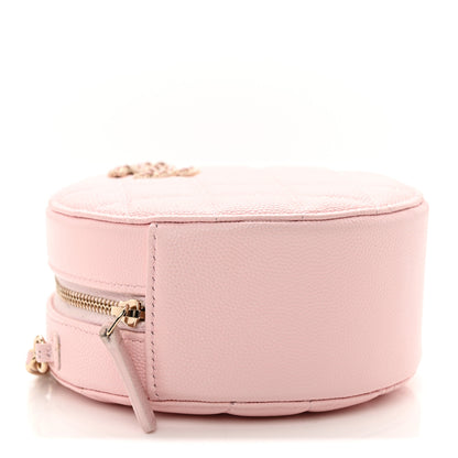 Chanel Caviar Quilted Crystal CC Round Clutch With Chain  Pink 3 of 10