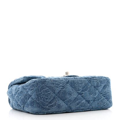 Chanel Denim Quilted Camellia Sweetheart Mini Flap Blue 4 of 10