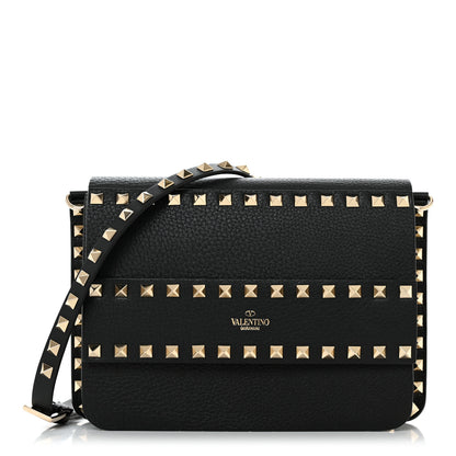 Valentino Garavani Pebbled Calfskin Rockstud Side Slip Crossbody Black 1 of 9