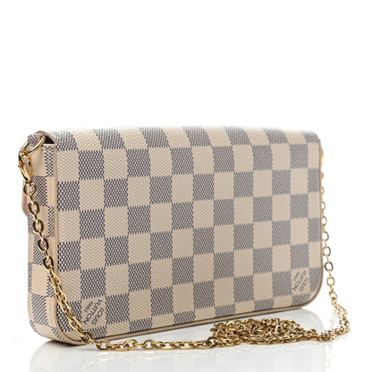 Louis Vuitton Damier Azur Pochette Felicie Chain Wallet Rose Ballerine 3 of 10