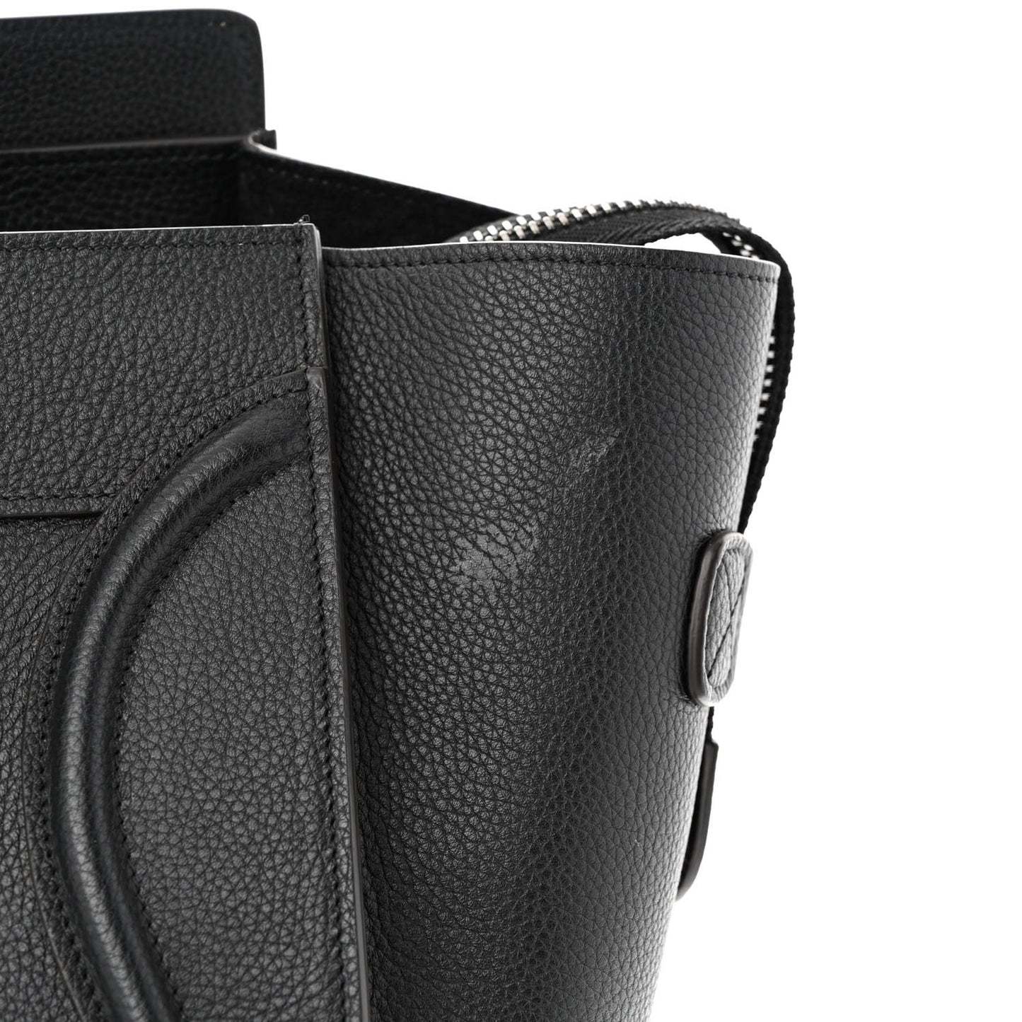 Drummed Calfskin Mini Luggage Black