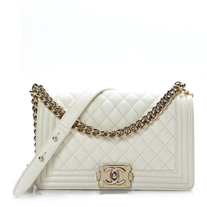 Chanel Caviar Quilted Medium Boy Flap White 1 of 10