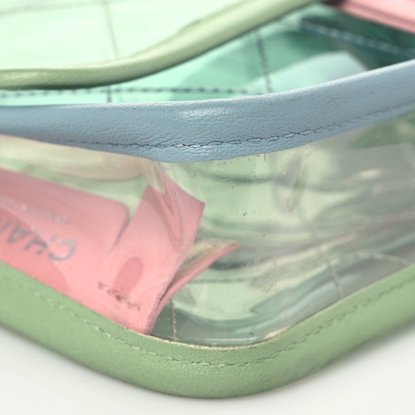 Lambskin PVC Quilted Mini Coco Splash Flap Blue Green