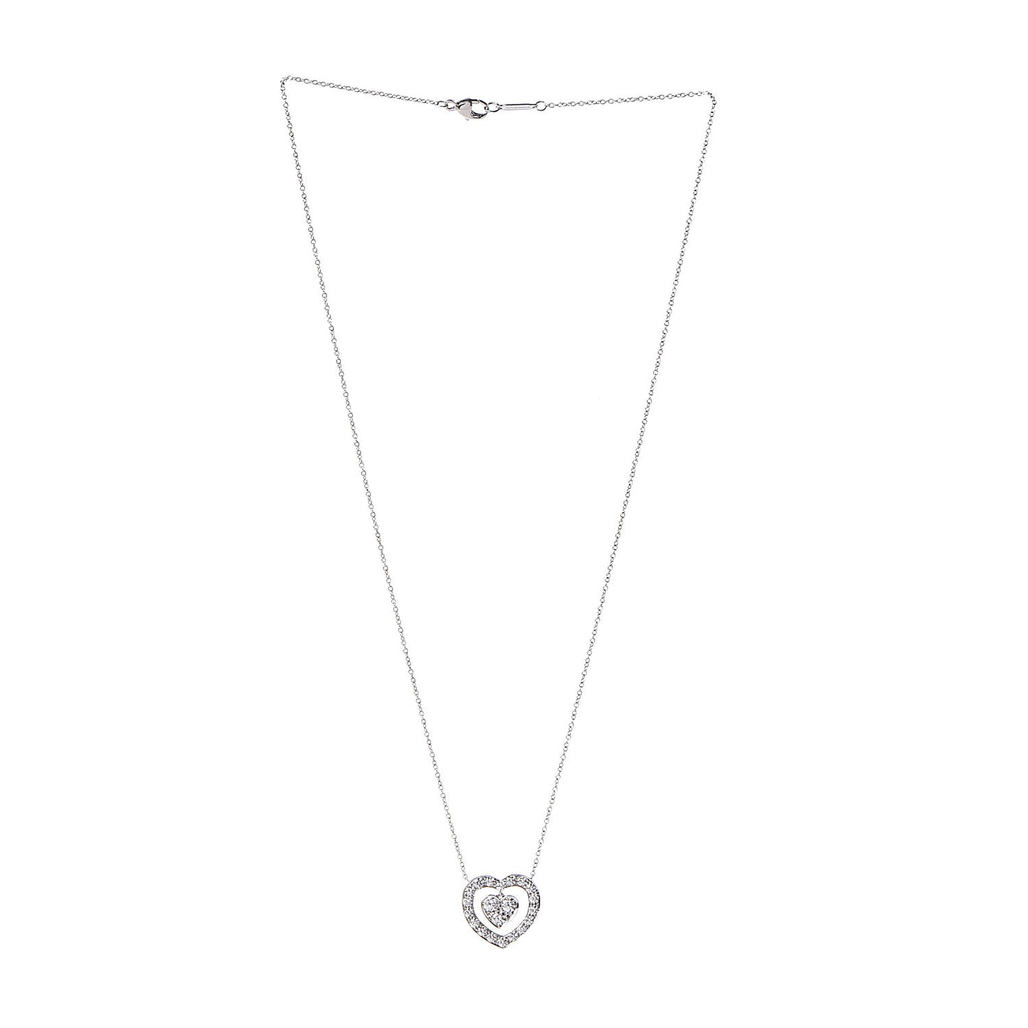 Platinum Diamond Double Heart Pendant Necklace