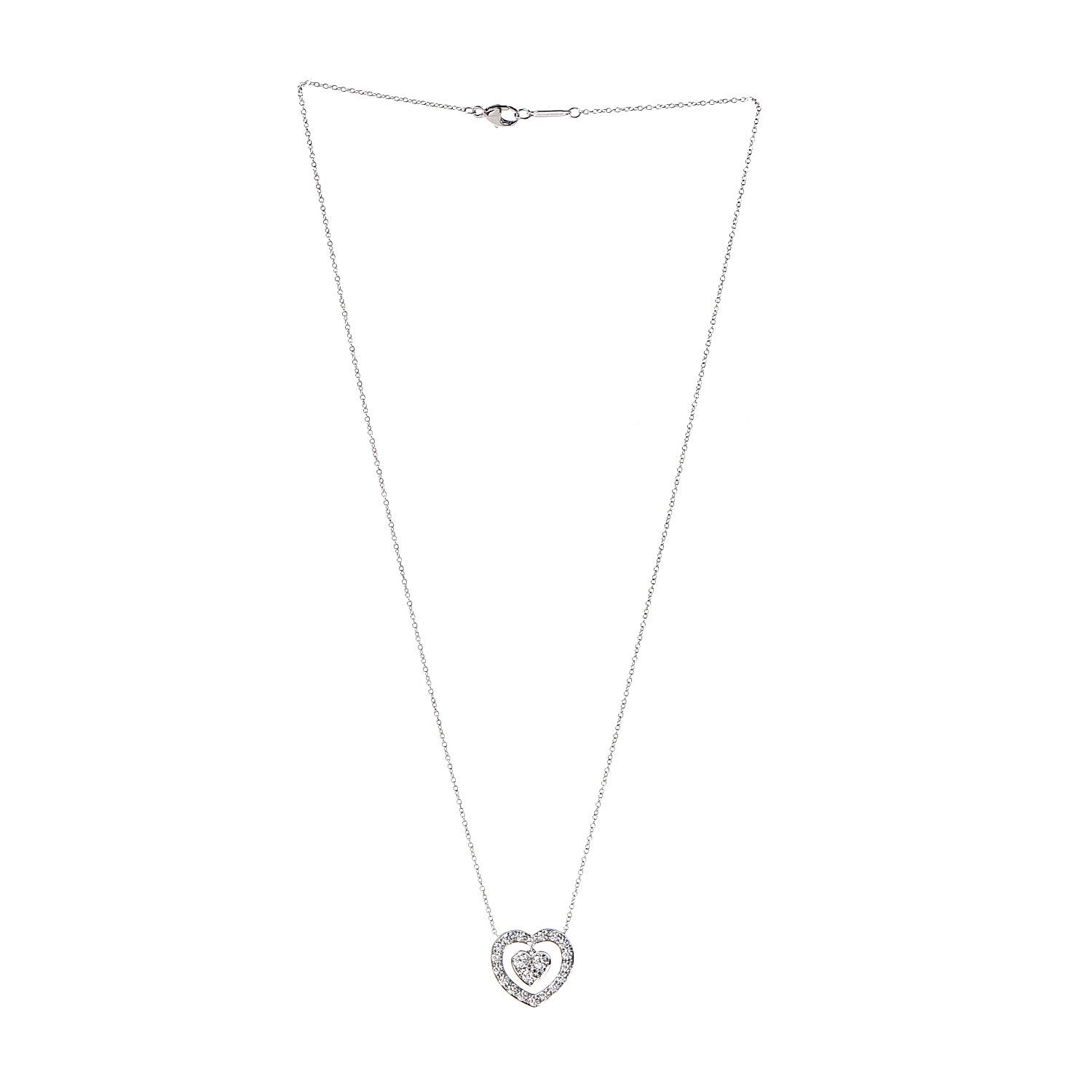 Tiffany Platinum Diamond Double Heart Pendant Necklace 3 of 7