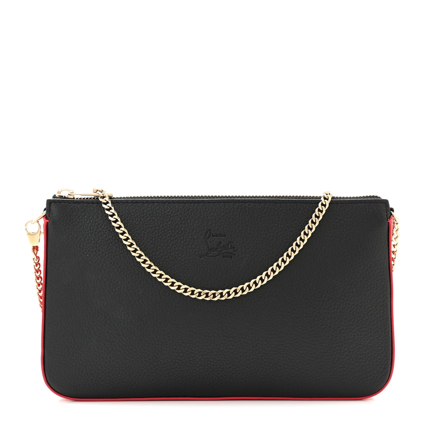 Calfskin Loubila Chain Clutch Black