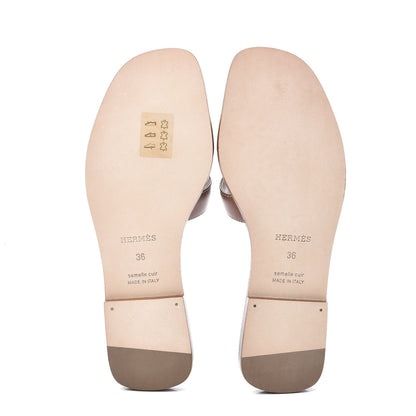Hermes Box Calfskin Oran Sandals 36 Gold 6 of 11