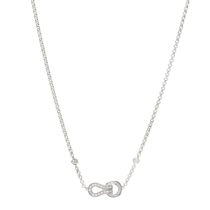 Cartier 18K White Gold Diamond Agrafe Pendant Necklace 1 of 6