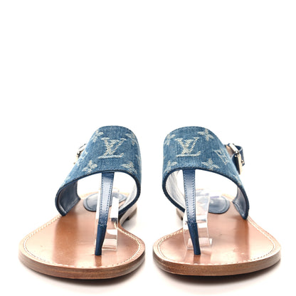 Louis Vuitton Monogram Denim Starboard Flat Thong Sandal 40 Blue 2 of 9