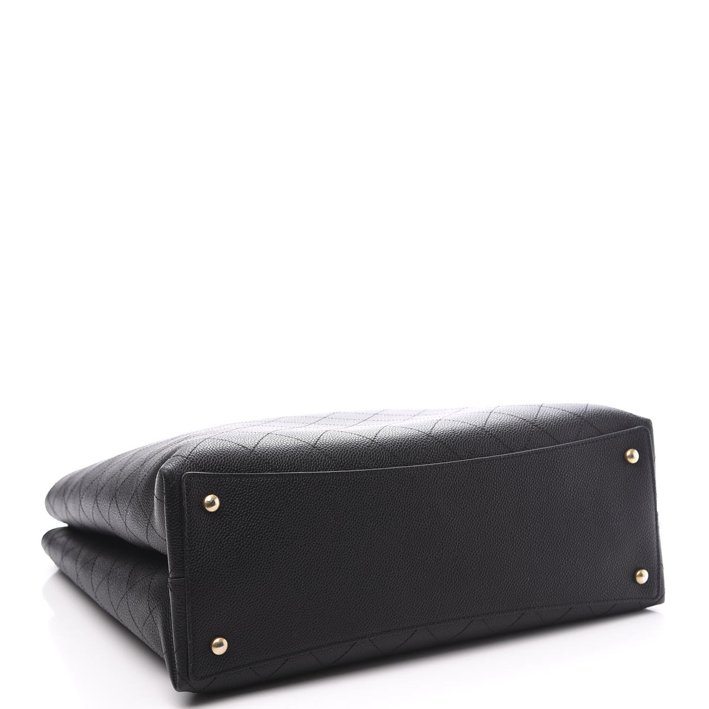 Caviar Stitched Large Shopping Tote Bag Black