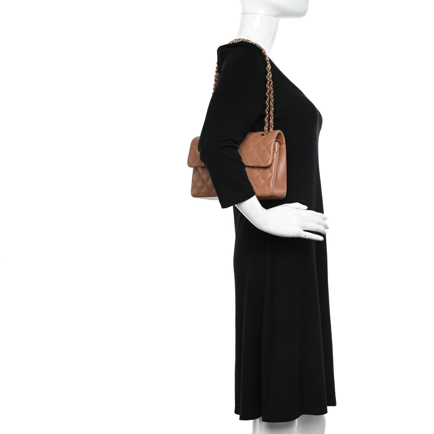 Lambskin Quilted Small Double Flap Brown