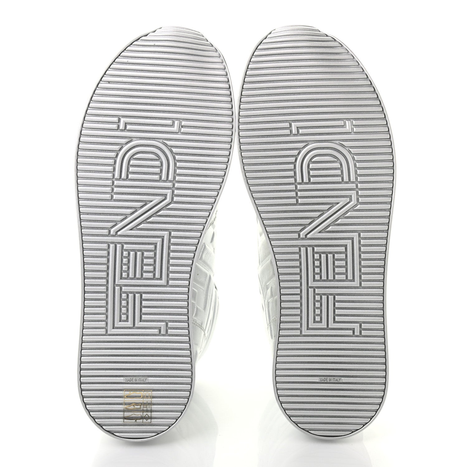 Fendi X NICKI MINAJ Metallic Nappa Macro FF Embossed Prints On High Top Sneakers 39 Silver 5 of 8