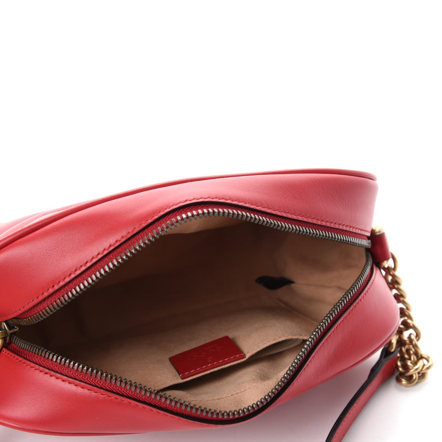 Calfskin Matelasse Small GG Marmont Chain Shoulder Bag Hibiscus Red