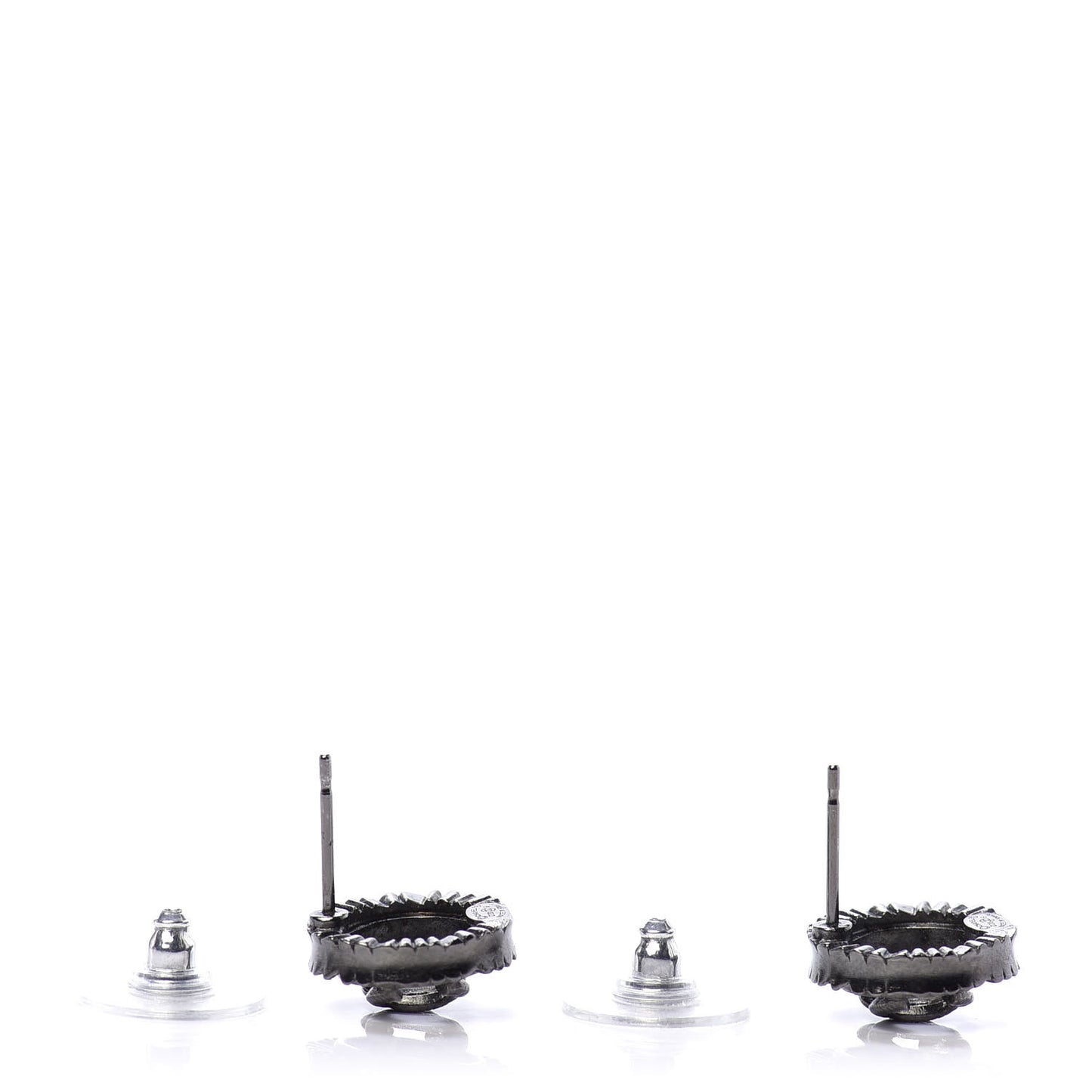Ruthenium Crystal CC Round Earrings Silver