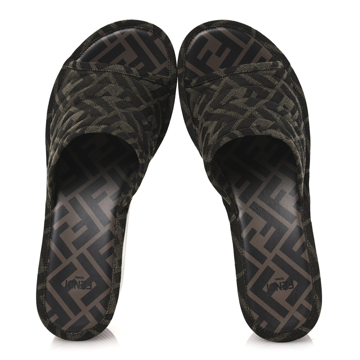 Jacquard FF Promenade Flatform Slide Sandals 39.5 Tobacco Tortoise