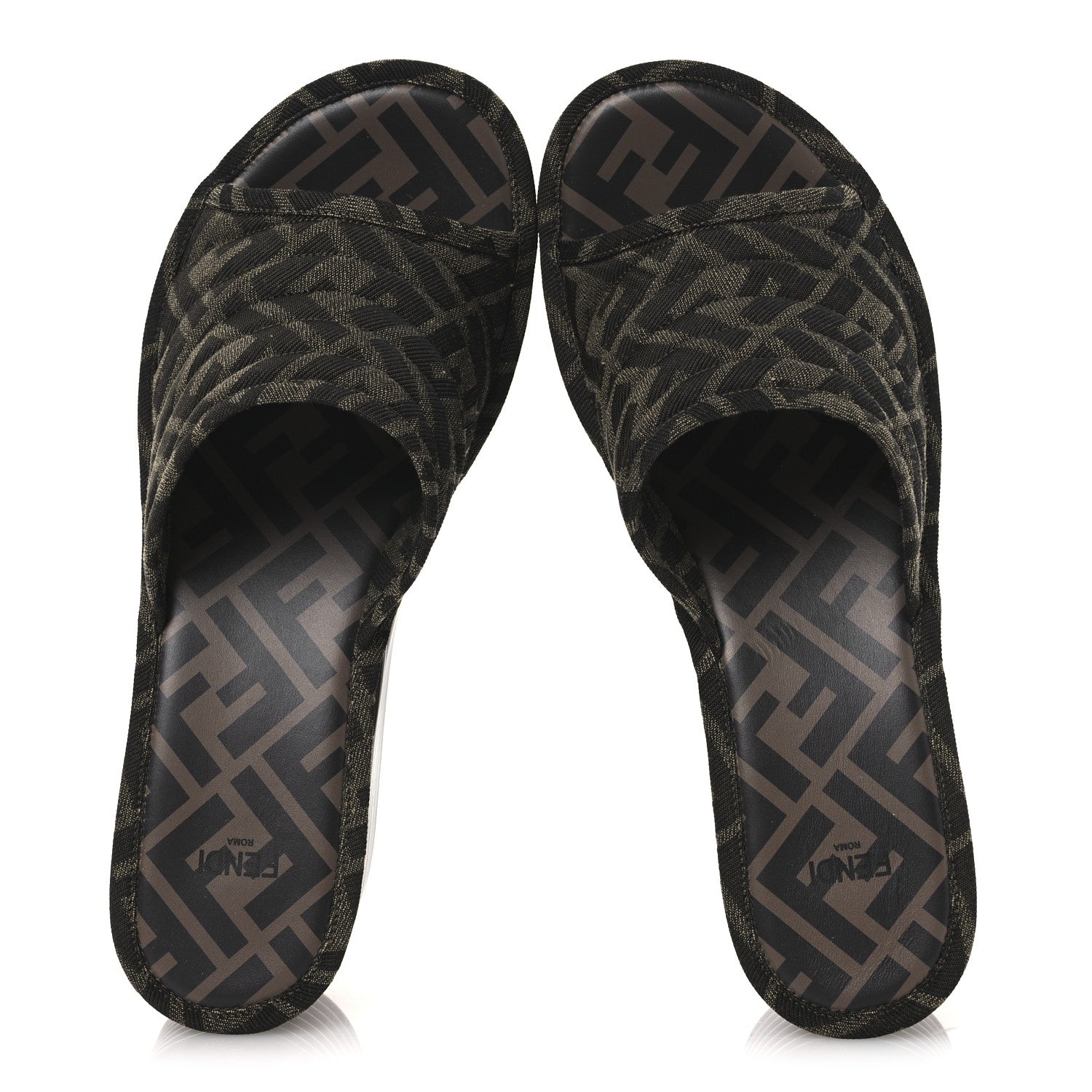 Fendi Jacquard FF Promenade Flatform Slide Sandals 39.5 Tobacco Tortoise 2 of 11