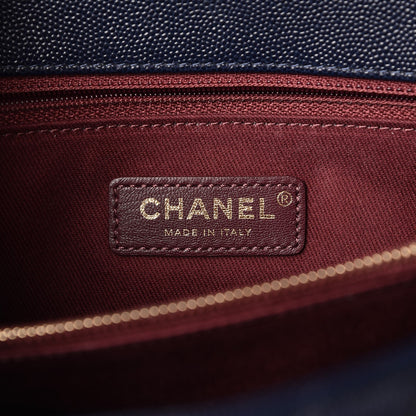 Chanel Caviar Chevron Quilted Medium Coco Handle Flap Navy Blue 6 of 8