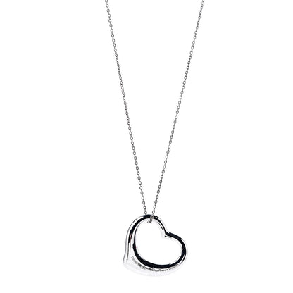 Tiffany Sterling Silver 36mm Elsa Peretti Open Heart Pendant Necklace 1 of 4