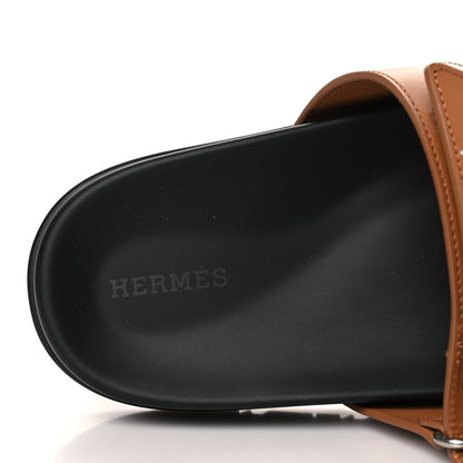 Hermes Calfskin Womens Embroidered Chypre Sandals 41 Naturel 7 of 9