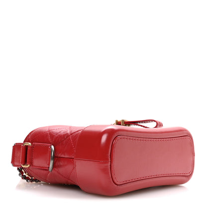 Chanel Aged Calfskin Quilted Small Gabrielle Logo Hobo Red 4 of 11