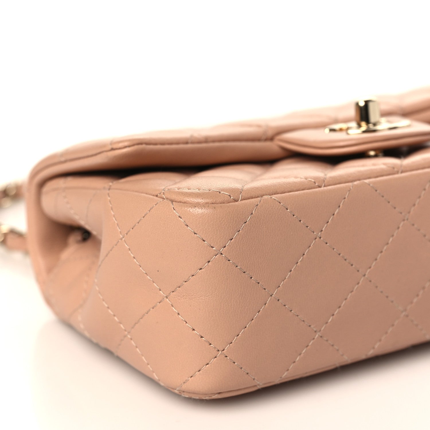 Chanel Lambskin Quilted Mini Rectangular Flap Beige 8 of 9