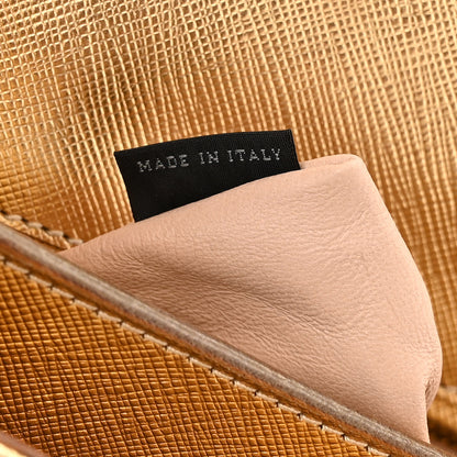 Prada Metallic Saffiano Pushlock Flap Crossbody Bag Gold 7 of 15