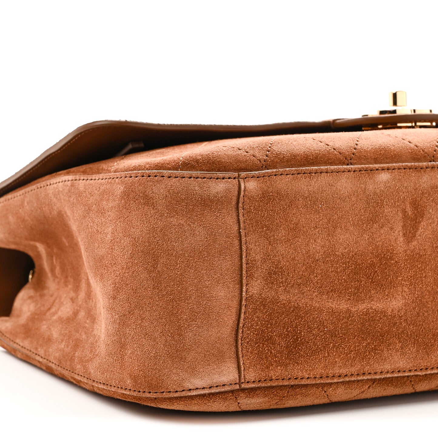 Suede Calfskin Small Souplissimo Maxi Flap Camel