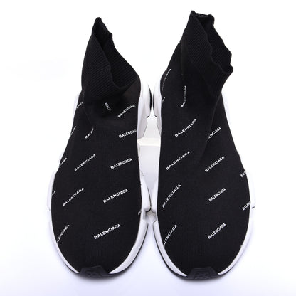 Balenciaga Neoprene Knit Allover Logo Bi-Color Sole Womens Speed Sneakers 41 Black White 7 of 10