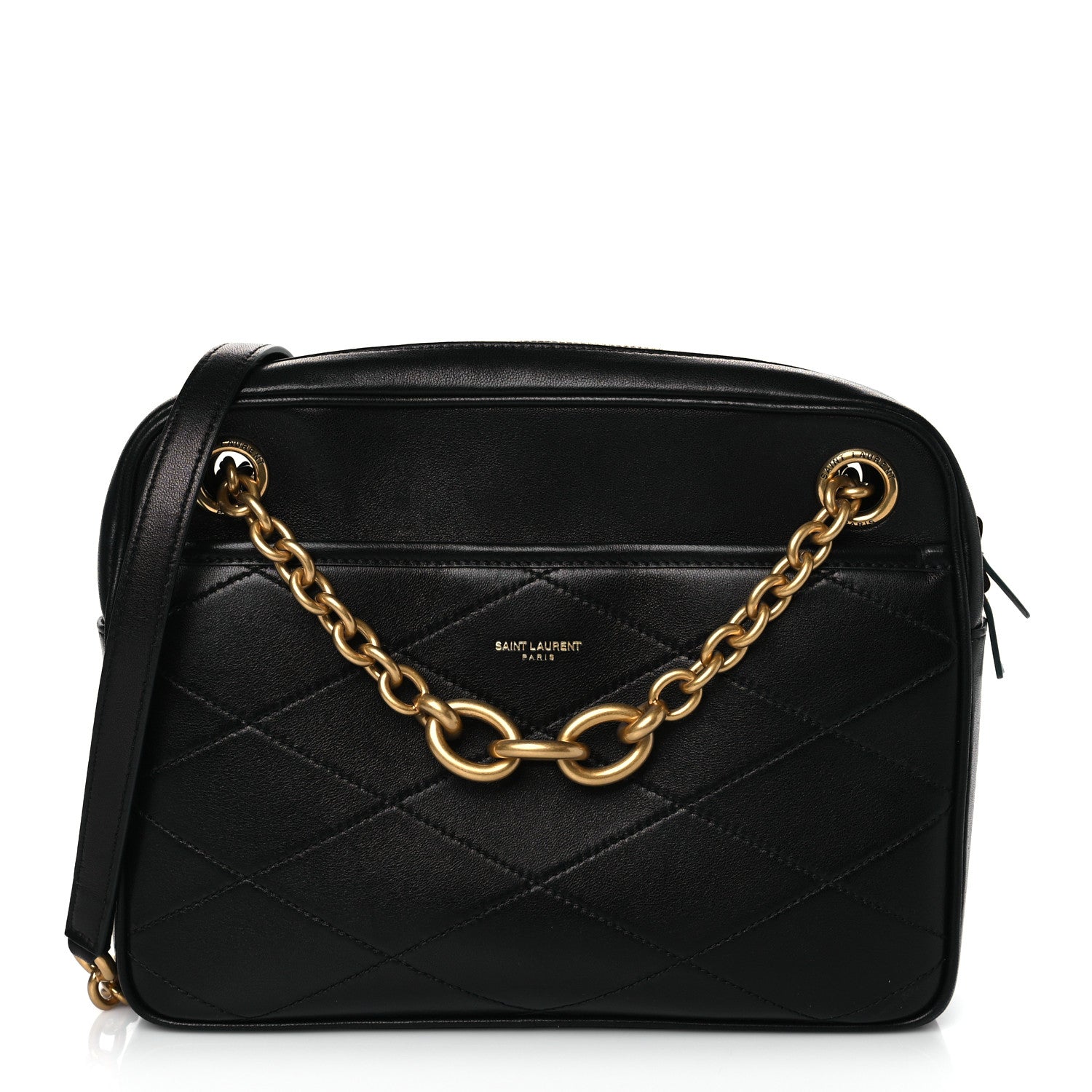 Saint Laurent Lambskin Quilted Le Maillon Chain Strap Crossbody Black 1 of 9