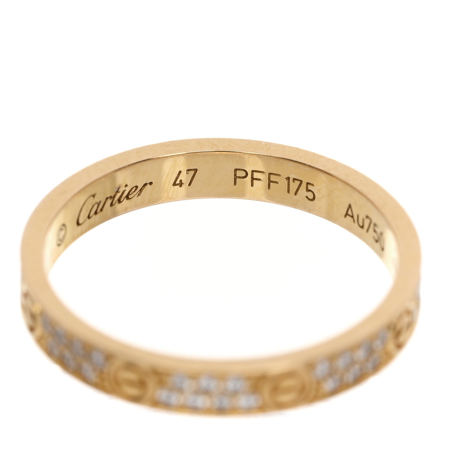 18K Yellow Gold Diamond 2.6mm LOVE Paved Band Ring 47 4