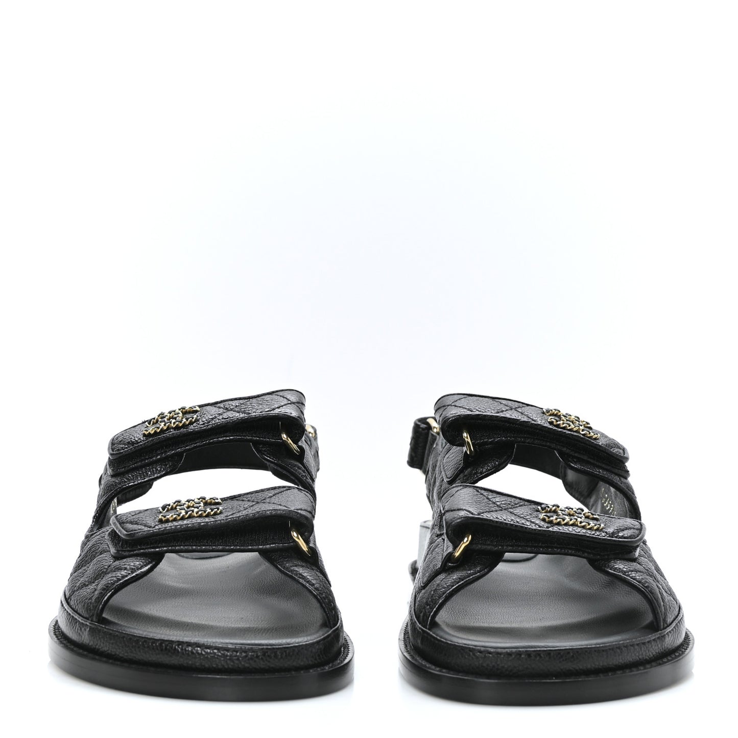 Grained Calfskin Velcro Dad Sandals 37.5 Black