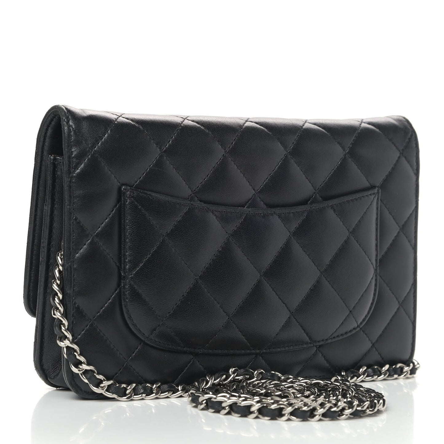 Lambskin Quilted Wallet On Chain WOC Black