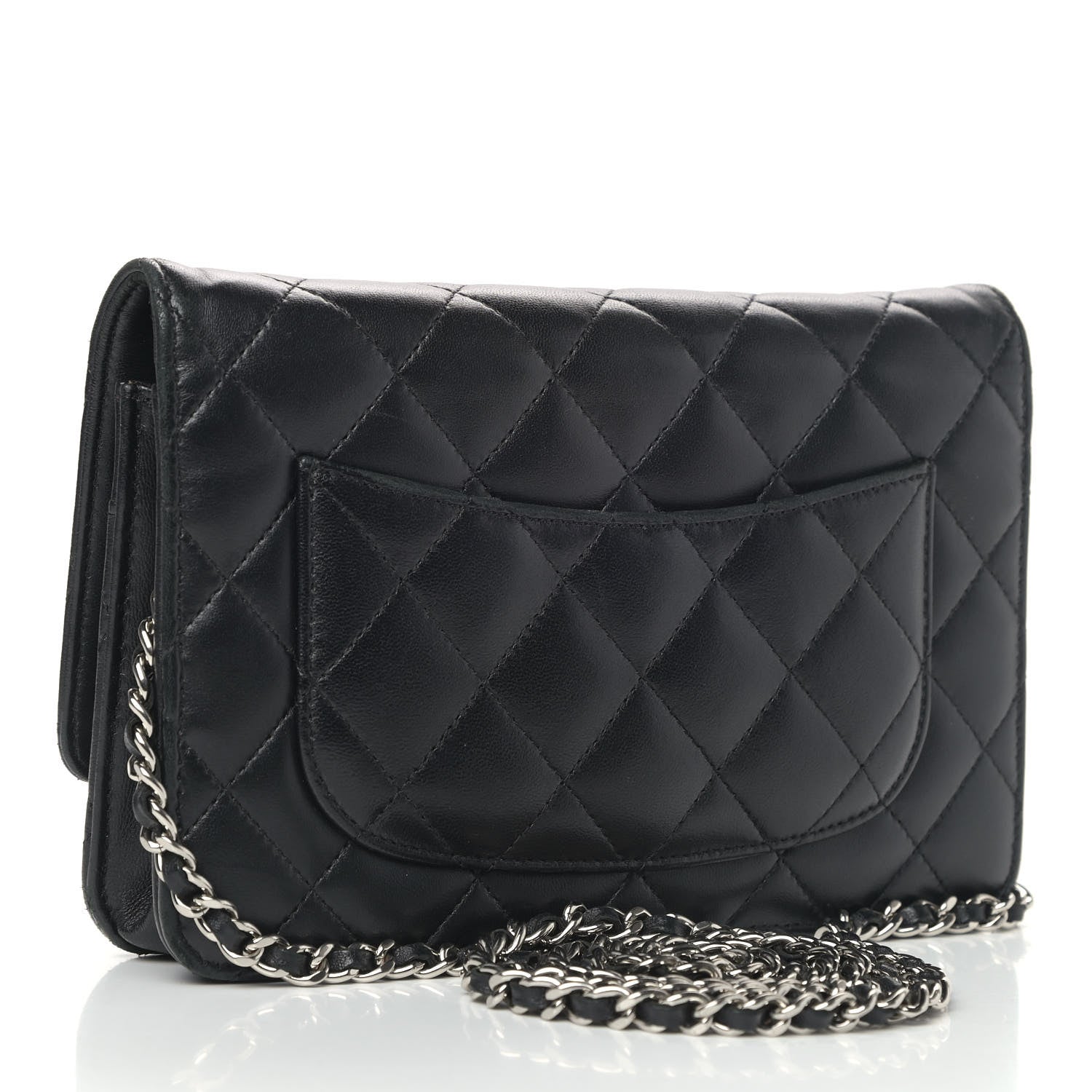 Chanel Lambskin Quilted Wallet On Chain WOC Black 2 of 5