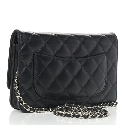 Chanel Lambskin Quilted Wallet On Chain WOC Black 2 of 5