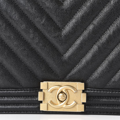 Chanel Caviar Chevron Quilted New Medium Boy Flap Black 10 of 10