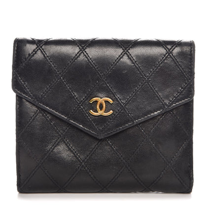 Chanel Calfskin Diamond Stitched Compact Wallet Black 1 of 12