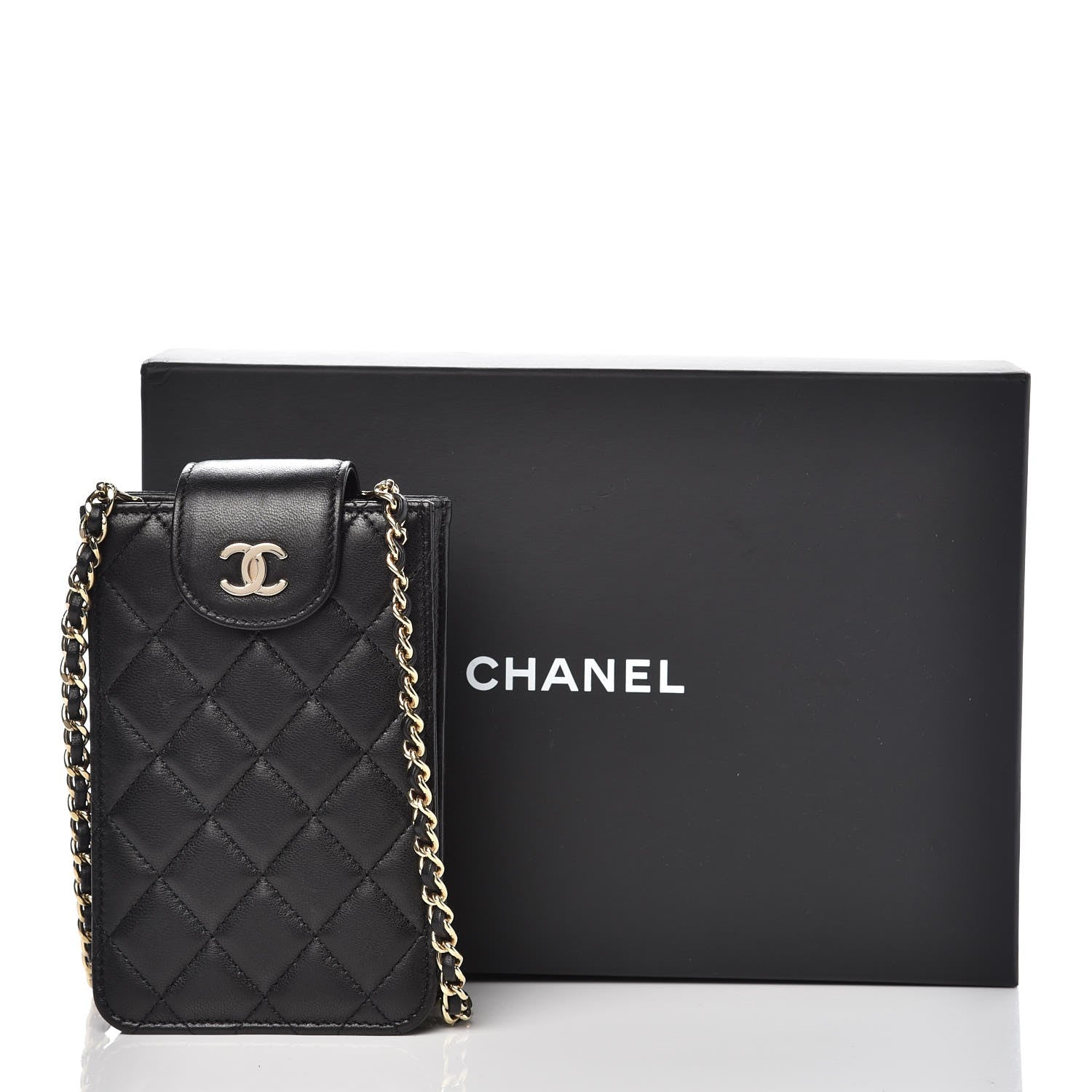 Chanel Lambskin Quilted CC Phone Holder Black 11 of 11