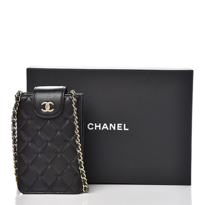 Chanel Lambskin Quilted CC Phone Holder Black 11 of 11