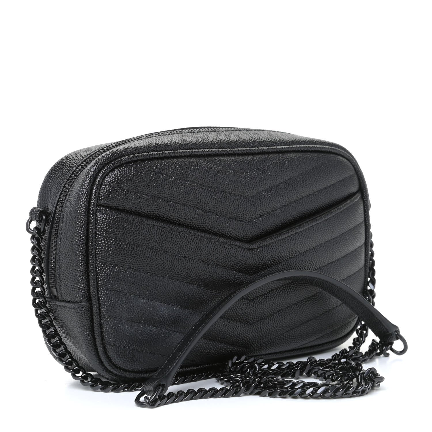 Saint Laurent Grain De Poudre Matelasse Monogram Mini Lou Camera Bag Black 3 of 9