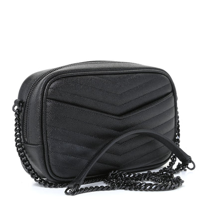 Saint Laurent Grain De Poudre Matelasse Monogram Mini Lou Camera Bag Black 3 of 9