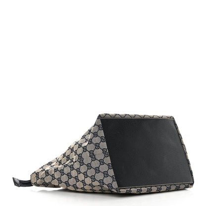 Gucci GG Monogram Medium Web Handle Bucket Tote Navy Blue 4 of 20